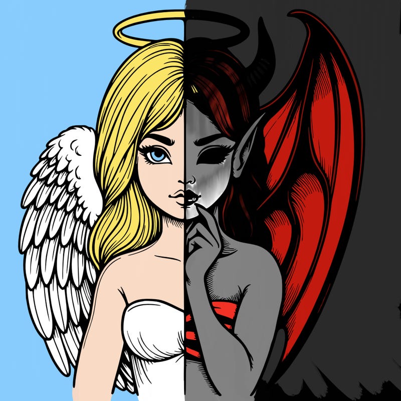 realistic angel half demon