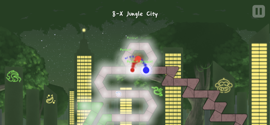 Jugabilidad de A Dance of Fire and Ice mostrando el nivel de la Ciudad de la Jungla