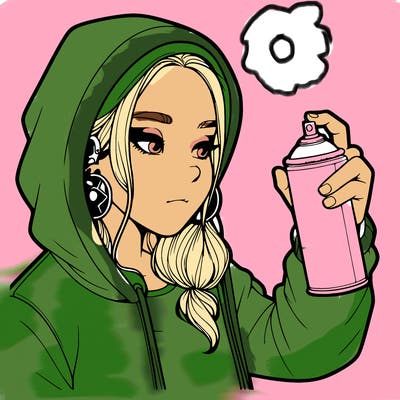 a realistic girl, spray painting