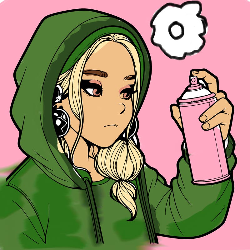 a realistic girl, spray painting