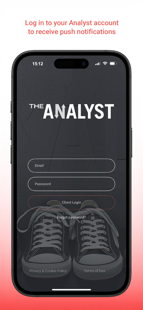 The Analyst App - The Analyst App login screen with email and password fields for institutional finance clients.