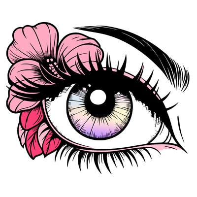 realistic eye with flower
