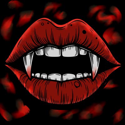 lips with vampire teeth