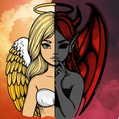 realistic angel half demon