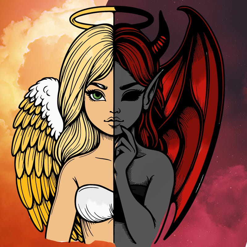 realistic angel half demon