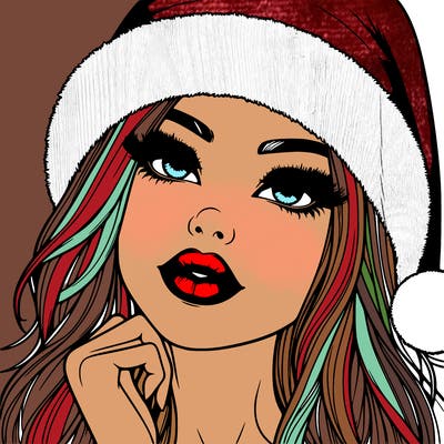 realistic christmas girl with lips