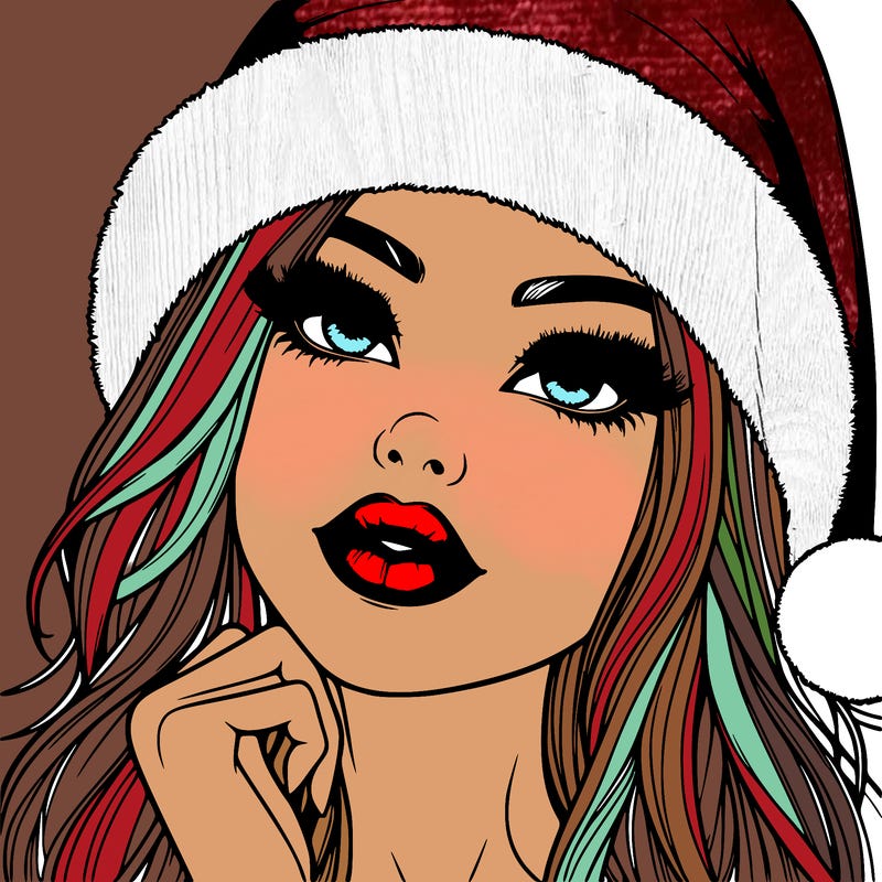 realistic christmas girl with lips