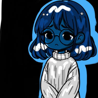 sad girl with glasses in a sweater