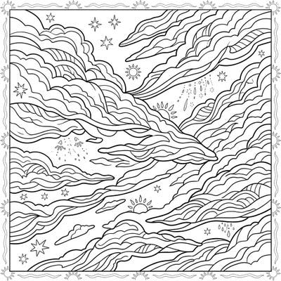 Capture the essence of a bright summer day with our captivating Altostratus Clouds coloring page. This intricate design invites you to explore the beauty of mid-level clouds, dotted with suns and sparkling rain, perfect for a relaxing creative escape.