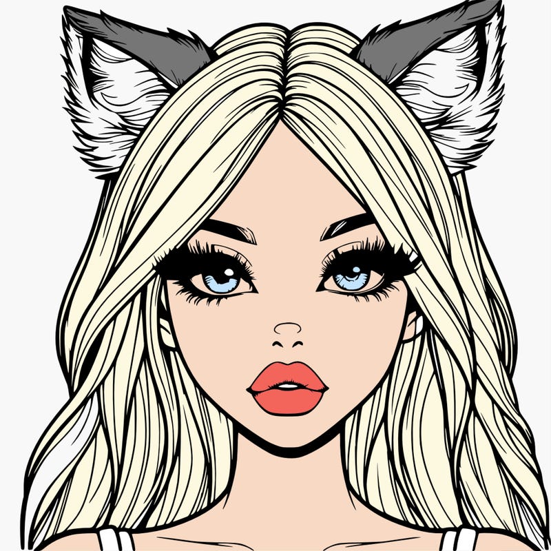 realistic girl with fox ears and realistic lips
