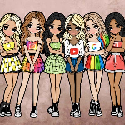 a group of girls realistic