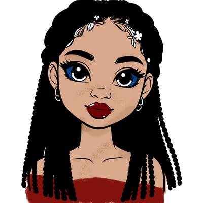 a realistic black girl with braids
