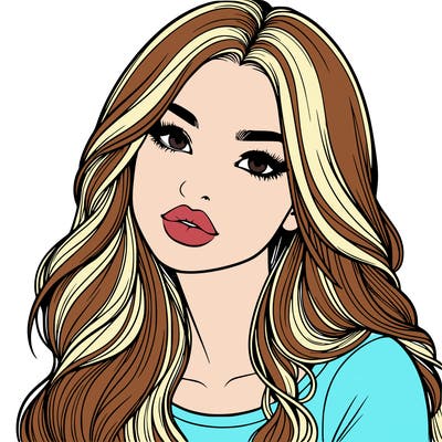 realistic girl with hair on her hair and lips