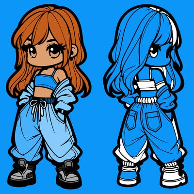 girl in crop top and baggy pants