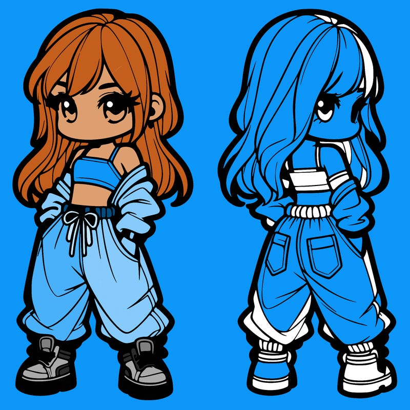 girl in crop top and baggy pants