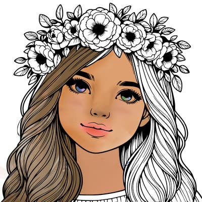 realistic girl with flower crown