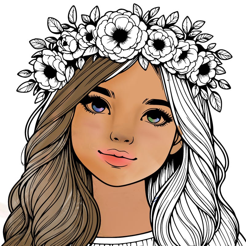 realistic girl with flower crown