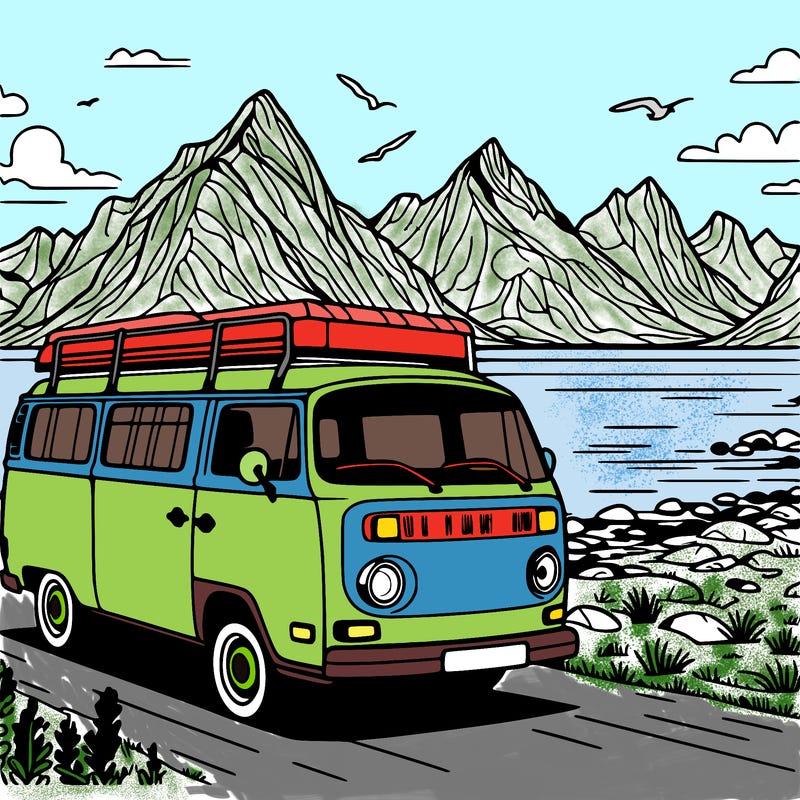 camper van on lofoten, norway
