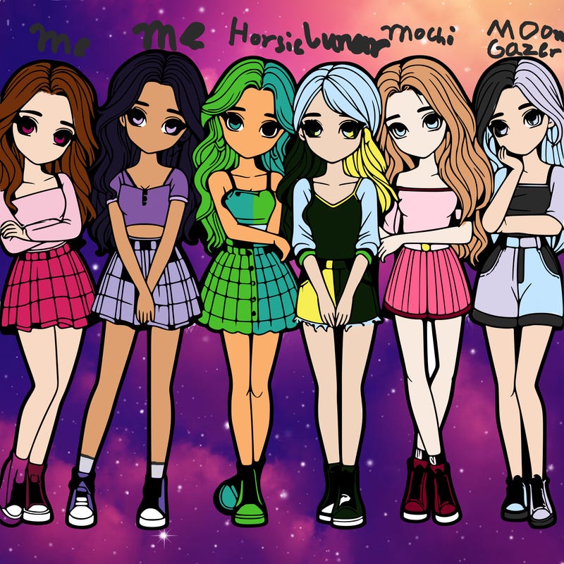 a group of girls realistic