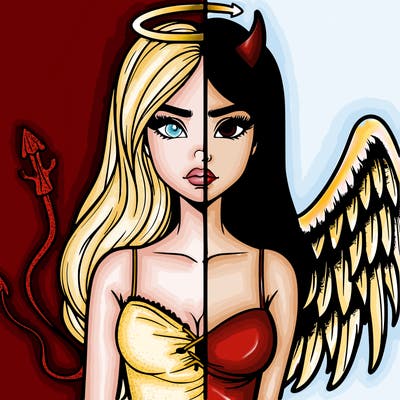 devil vs angel realistic girl