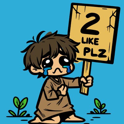 small poor toddler crying with sign that says 2 like plz
