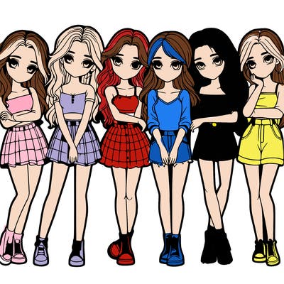 a group of girls realistic