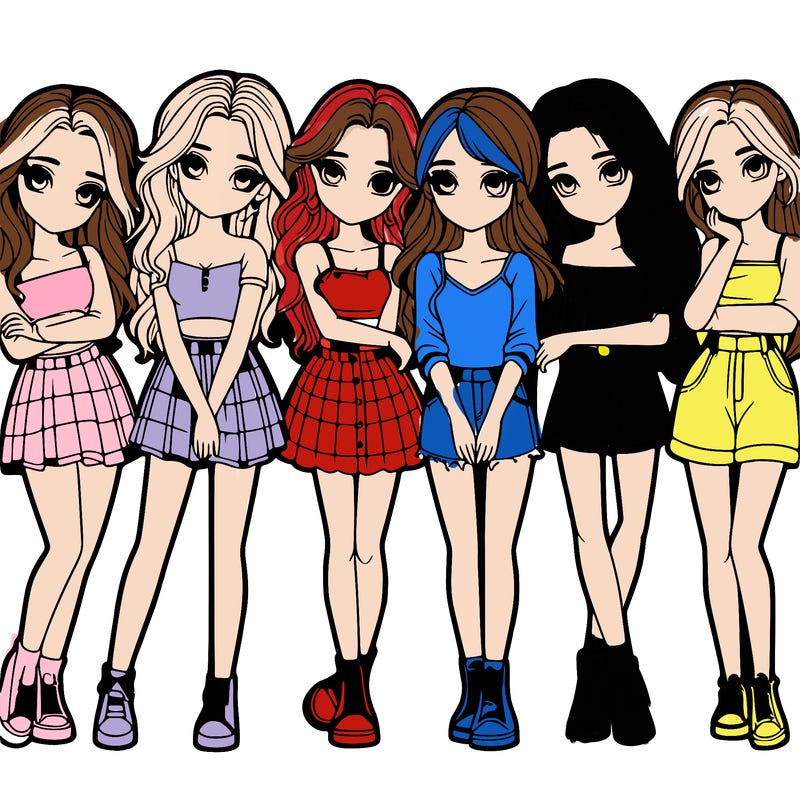 a group of girls realistic