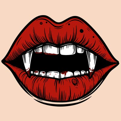 lips with vampire teeth
