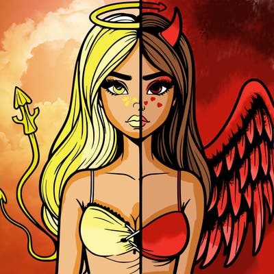 devil vs angel realistic girl