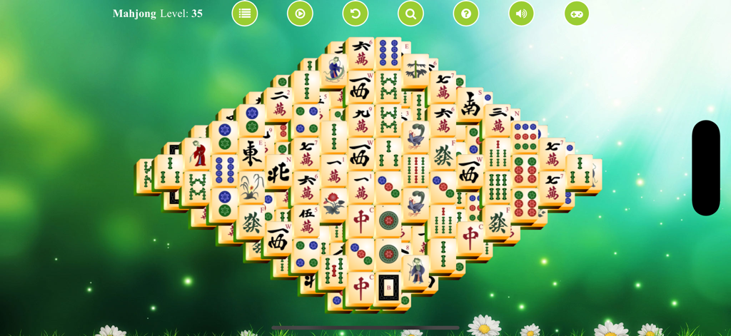 Mahjong Solitaire* - Juego clásico de Mahjong Solitario mostrando un diseño de fichas de diamante sobre un fondo verde natural