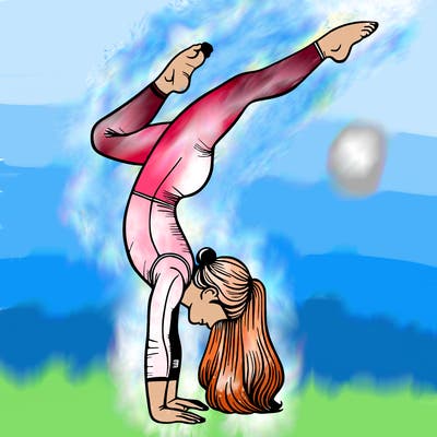 realistic, handstand, gymnastics girl