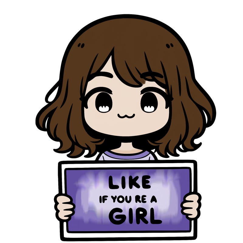 a cute girl holding a sign that says like if you’re a girl