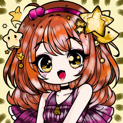 cute anime girl with star accessories