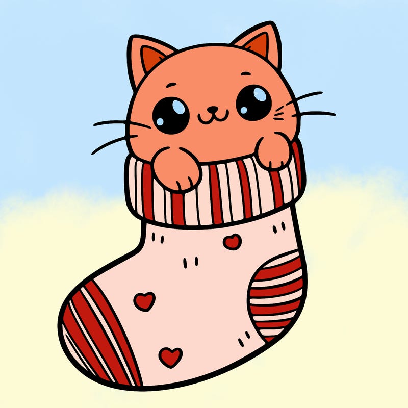 cute cat in a sock