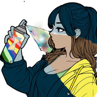 a realistic girl spray, painting