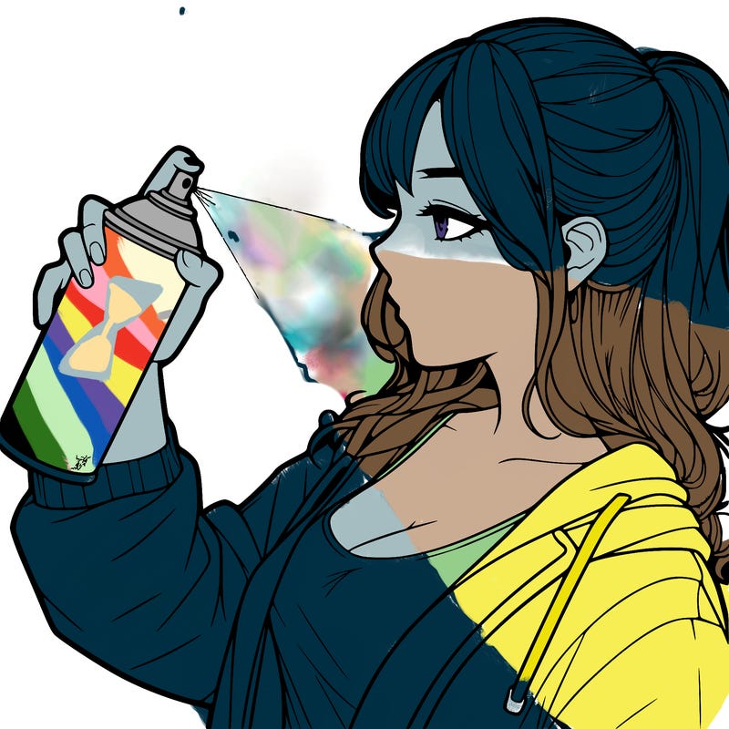 a realistic girl spray, painting