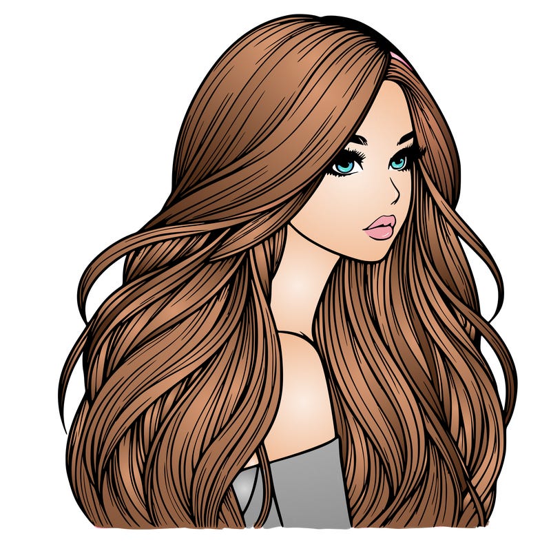 realistic girl with long realistic hair