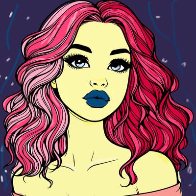 realistic girl with wavy hair and lips