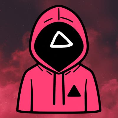 a person with non face waering a hoodie with a small triangle symbol
