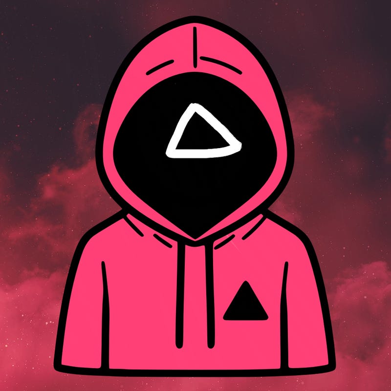 a person with non face waering a hoodie with a small triangle symbol