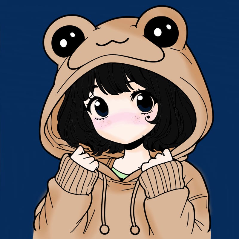 a cute teenage girl wearing a frog hoodie