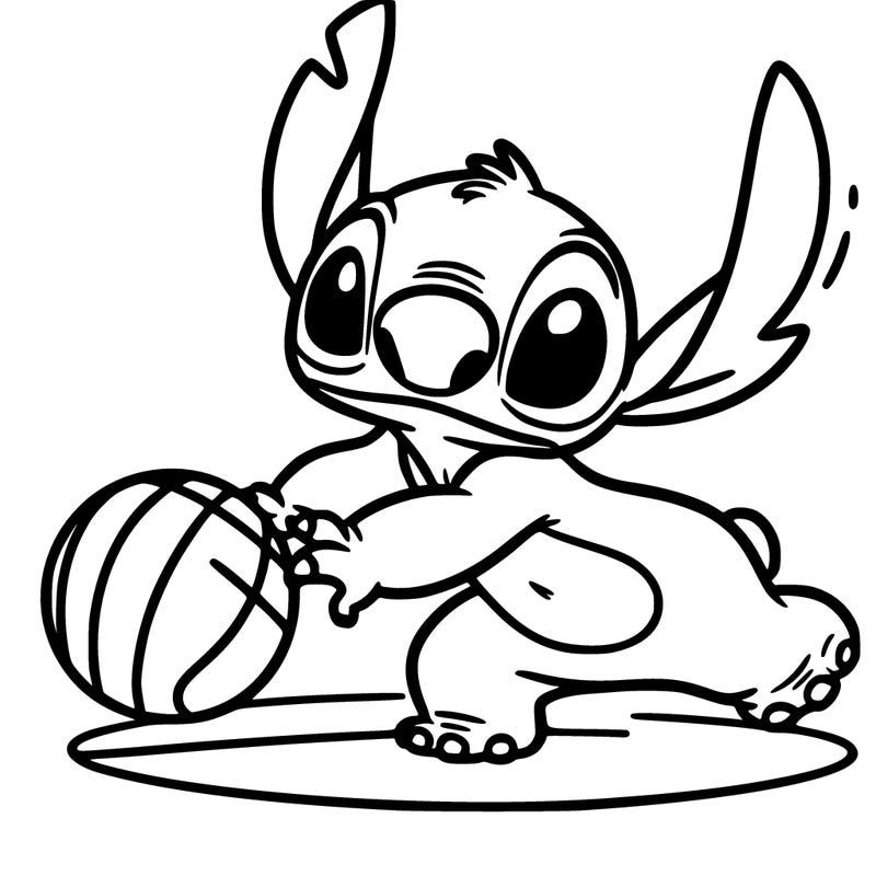 stitch playing basketball
