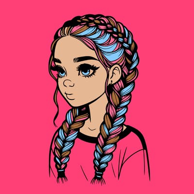 realistic girl with braids