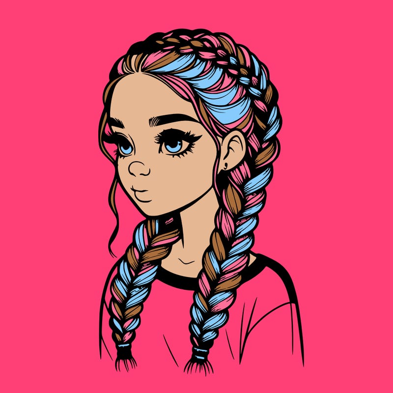 realistic girl with braids