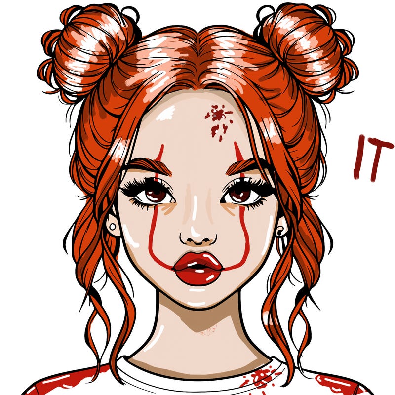 realistic girl with two buns in hair and lips