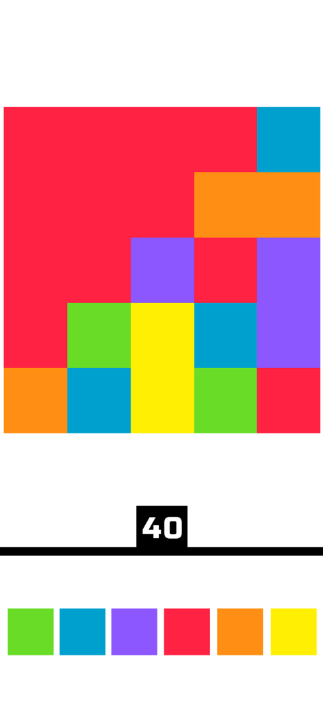 Jugabilidad de cuadrícula de rompecabezas de color minimalista en Flood it Chroma