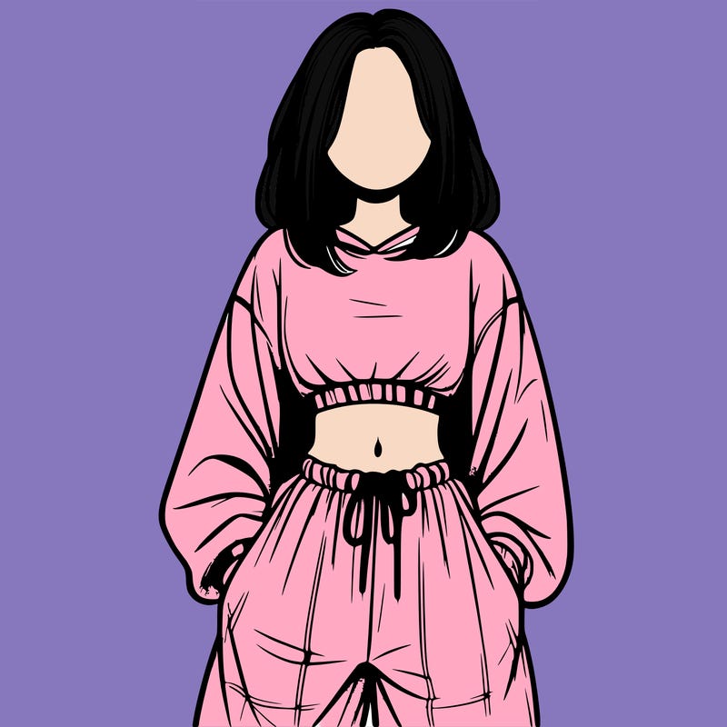 realistic girl faceless with baggy pants and a crop top