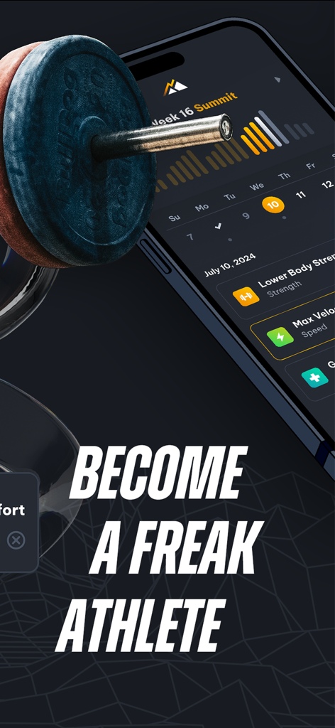 Peak Strength - Peak Strength app interface displaying a weekly workout schedule for athletes