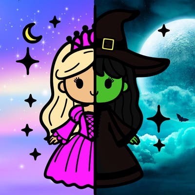 split princess and witch
