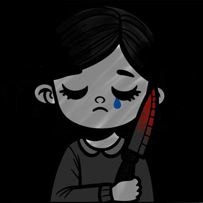 girl with knife eyes closed